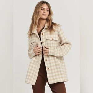 Charlie Holiday Wool-Blend Preston Shacket, size US4.